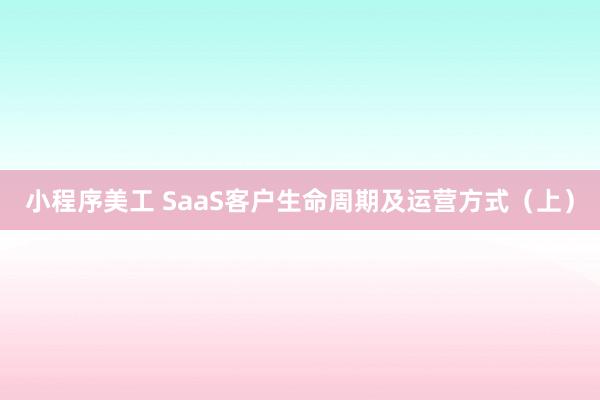 小程序美工 SaaS客户生命周期及运营方式（上）