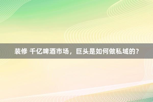 装修 千亿啤酒市场，巨头是如何做私域的？