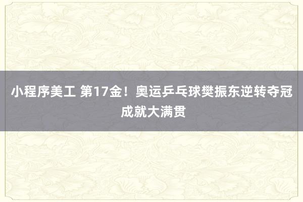 小程序美工 第17金！奥运乒乓球樊振东逆转夺冠 成就大满贯