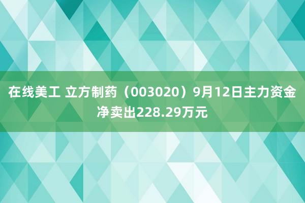 在线美工 立方制药（003020）9月12日主力资金净卖出228.29万元