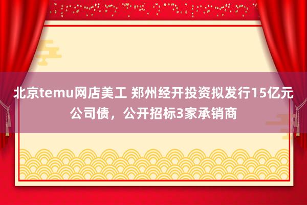 北京temu网店美工 郑州经开投资拟发行15亿元公司债，公开招标3家承销商